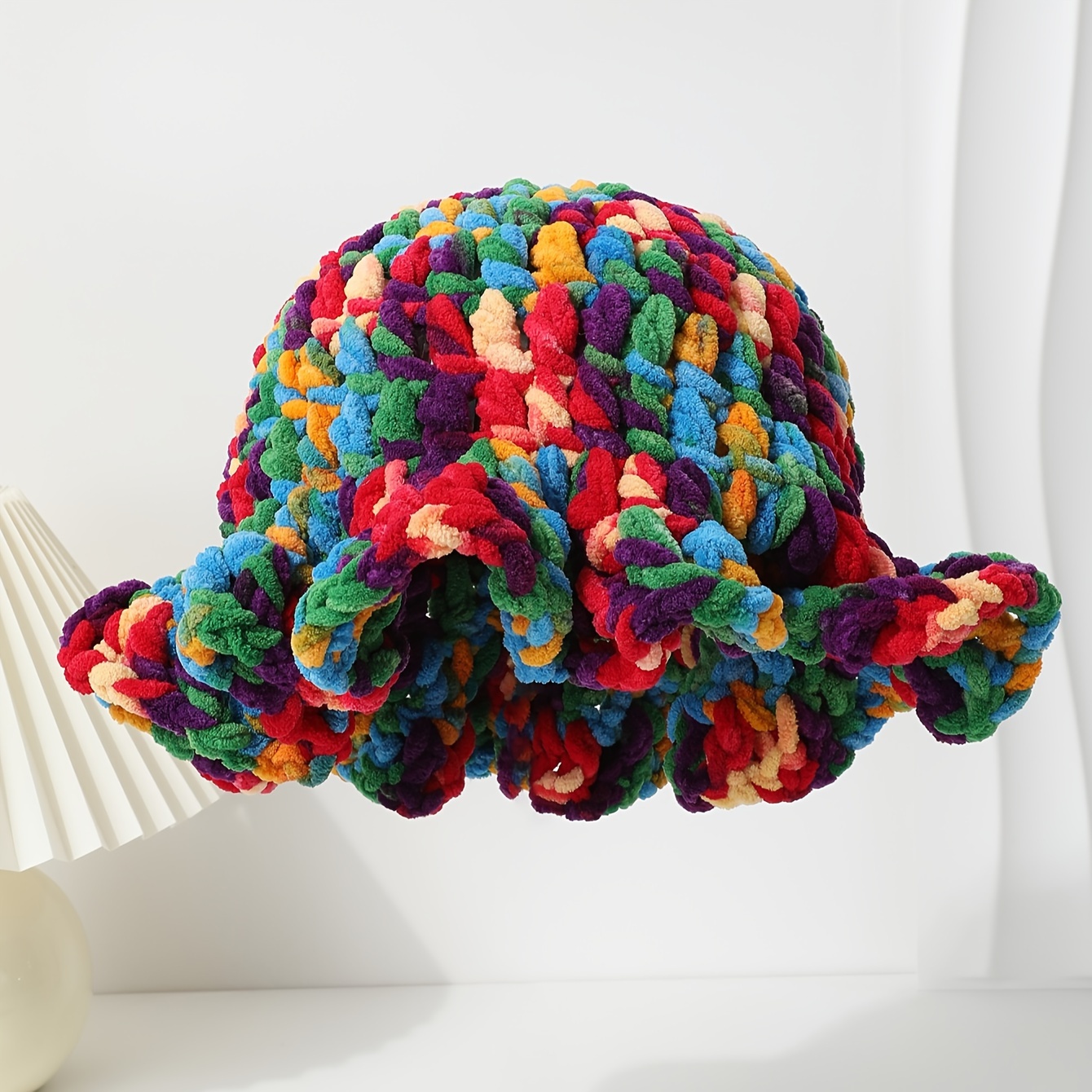 

Chapeau Bob en polyester crocheté Fashion Wave avec bordure, élasticité respirante, couleurs chaudes de , chapeau de pêcheur de fête aux pour en