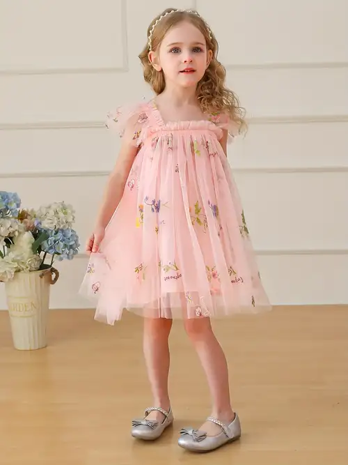 Baby Flower Embroidery Dress * Decor Fairy Princess Tulle Toddler Girl Birthday Party * Occasion Dress Summer Girls Clothes Baby Flower Embroidery Dress * Decor Fairy Princess Tulle Toddler Girl Birthday Party * Occasion Dress Summer Girls Clothes