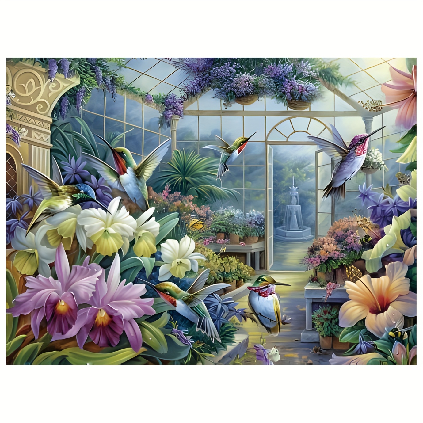 TEMU Kit de point de croix complet et Jardin, Broderie à , Broderie imprimée à motif floral, Cadeau idéal pour les passionnés d'artisanat