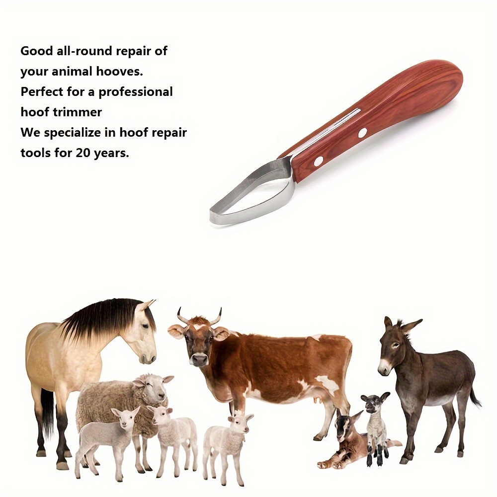 

1pc Durable Stainless Steel Horse Hoof Knife With Comfortable Wood Handle - Essential Veterinary Tool For Trimming And Maintaining Horse Hoofs