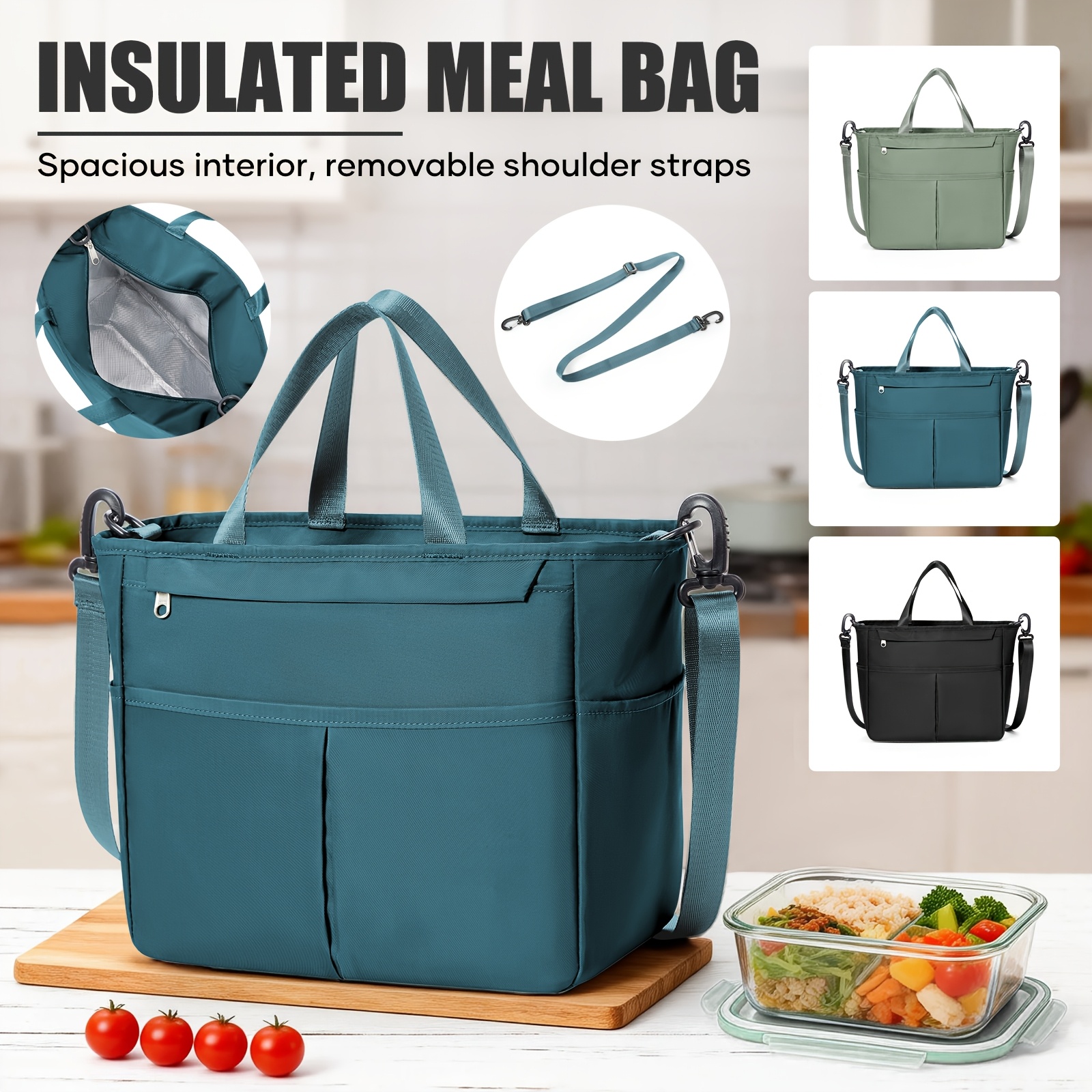 TEMU Sac à Lunch, Grande Capacité Multifonction Isotherme Portable, Non Contact Alimentaire, Idéal pour Activités Extérieures, Camping, -, Quotidiens
