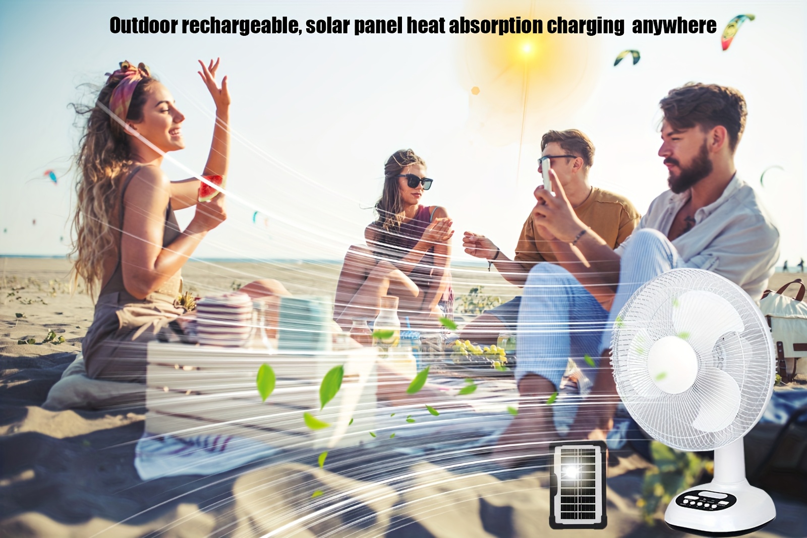 Ventilador solar con bombillas LED para apagones