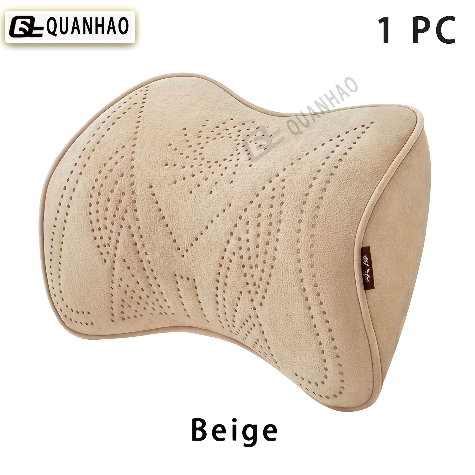 Image of New 4-season Universal! Suede Cloud-feel Memory Foam Headrest & Lumbar Support Set, Light Luxury, Skin-friendly, Breathable
