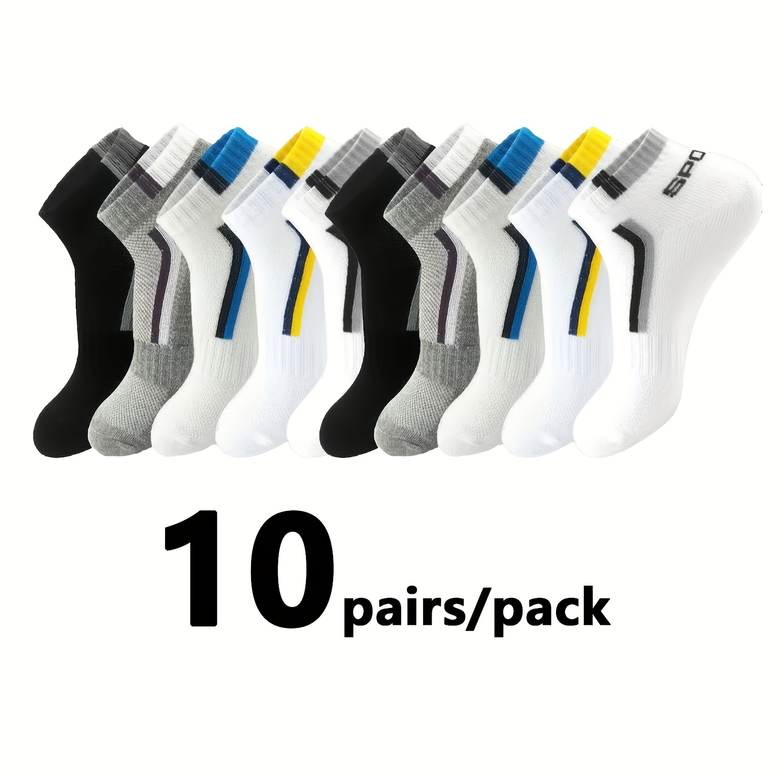 E-shop 10 Paar Herrensocken für Frühling und Sommer, atmungsaktive Sportsokken, Mesh Freizeit-Sokken, feuchtigkeitstransportierende und bequeme Socken,