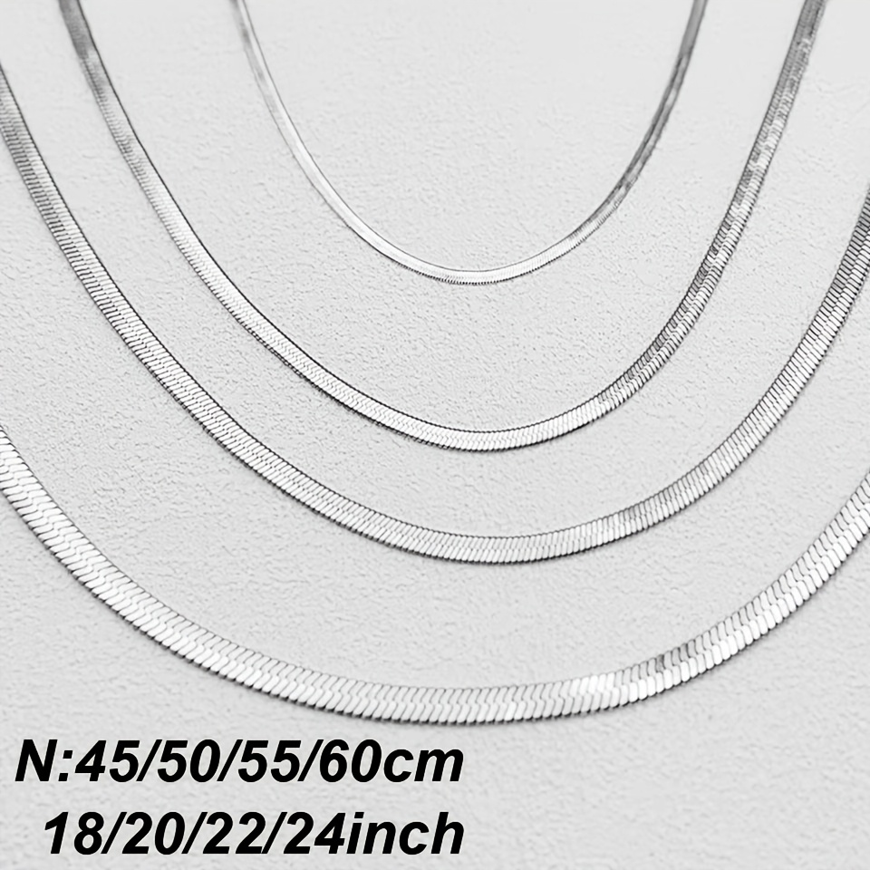 5pcs Flat Snake Chain Necklaces Set for Women & Men