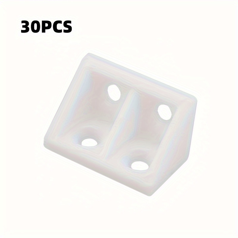 10pcs/30pcs Durable Nylon Corner Brackets, 90-degree Right Angle Connectors For Cabinets And Furniture, Corrosion-resistant White Plastic