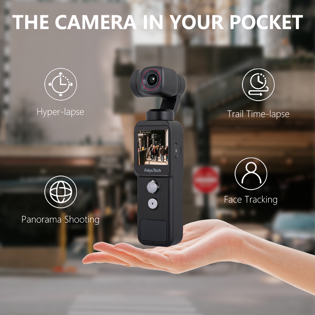 pocket   camera gimbal 4k handheld stabilizer with 130 view magnetic body 4x   beauty effects usb rechargeable battery details 5