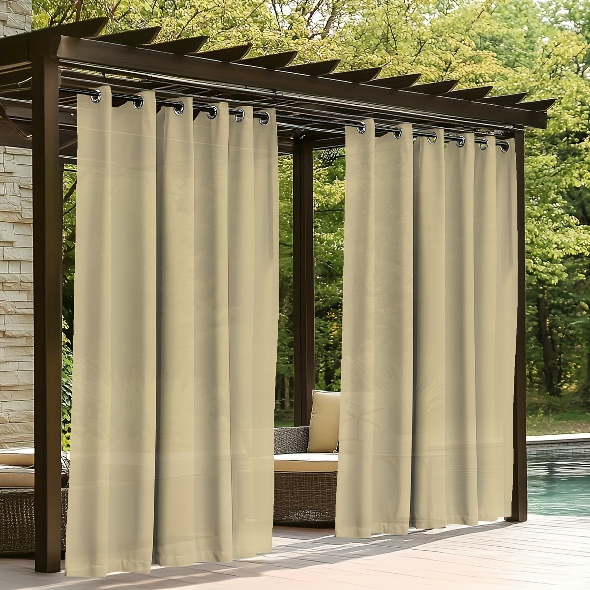 1 panel outdoor grommet curtain patio gazebo front porch - Temu, image size:1200x1200