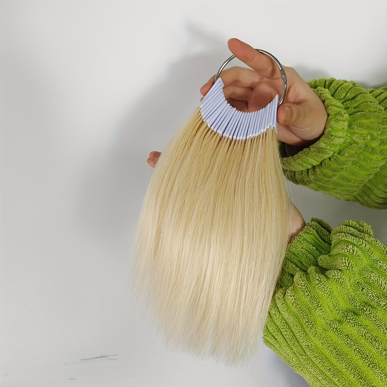 TEMU 8-inch Straight Human Hair, Real Hair Color Rings, Swatches For Human Hair Extensions And Salon Hair Dyeing Practice, Beauty Hairdressing Test,