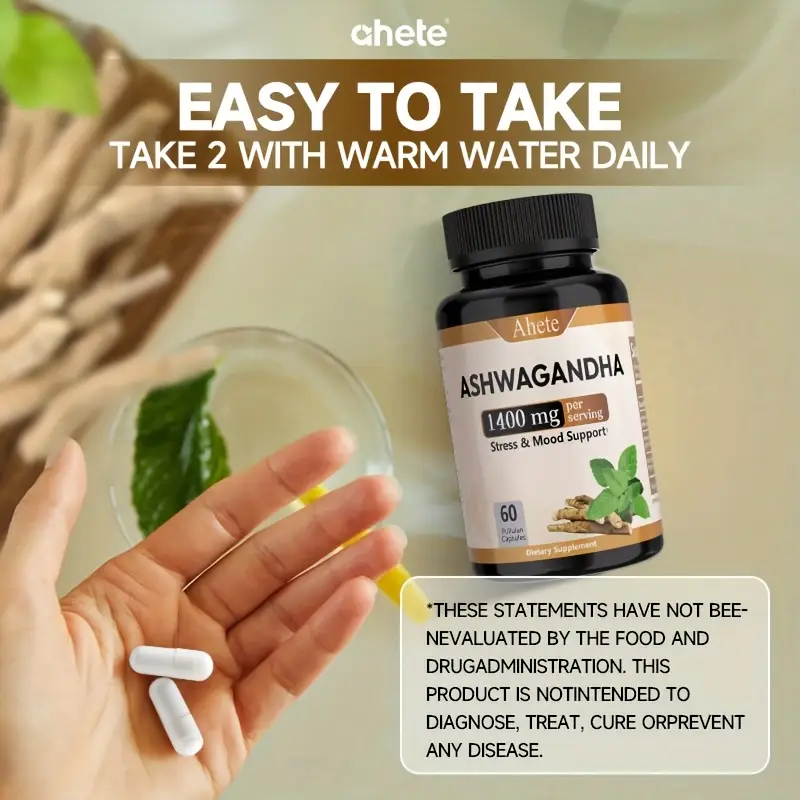 1400mg ashwagandha root extract capsules relax mood support supplement 60 count   free formula for men women   for emotional   Product details 4