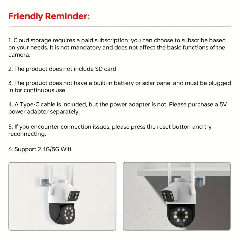2-комплект ZHXINSD двойных объективов охранных камер, внутреннее панорамное-наклонное наблюдение с прожекторами и сиреной, WiFi 2.4G/5Ghz, цветное ночное видение, автоматическое отслеживание, двусторонний звук, водонепроницаемость IP65, питание от USB, разрешение 1920p, совместимость со смартфонами детали 0