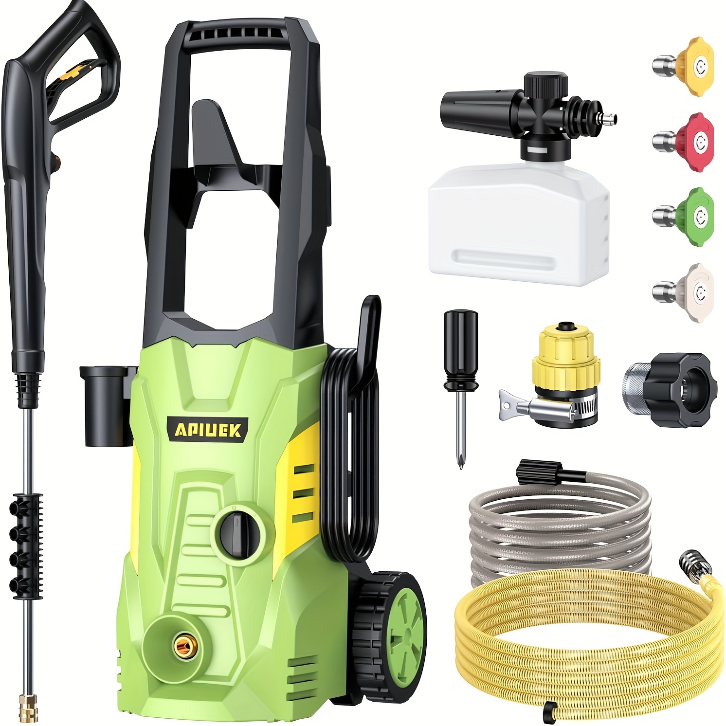 

Electric High Pressure Washer - Portable Washer With 23 Ft Water Outlet & 6.6 Ft Inlet Hose, Upgraded Foam Cannon, 4 Nozzle Set, Cleans Patios/cars/fences/windows, 3800psi 2.4gpm