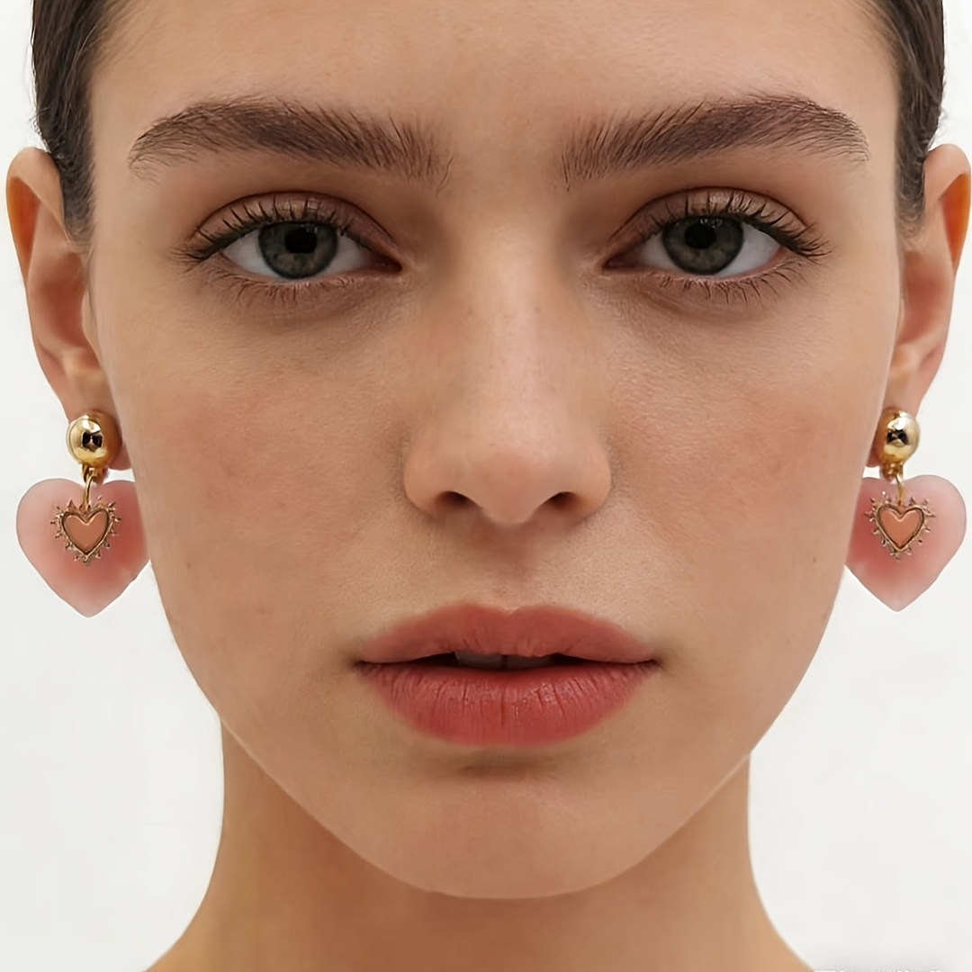 Stylish European Heart-Shaped Stud Earrings for Women