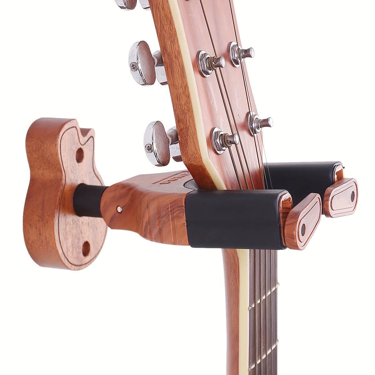 Guitar Wall Mount, Auto-locking Guitar Wall Hanger With Hardwood Base, Guitar-shaped Hook. Suitable For Acoustic, Electric, Classical, And Guitars. Guitar Accessory