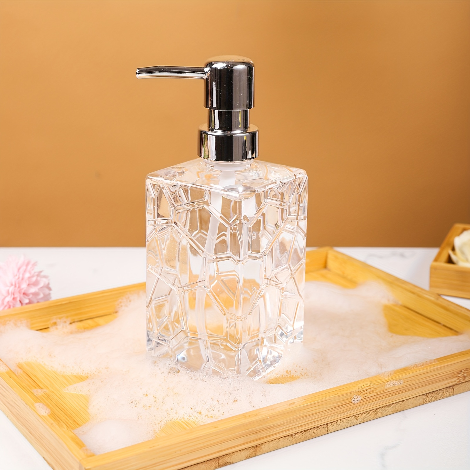 1pc 400ml reusable refillable soap dispenser bottle with     plastic pump dispenser for bathroom kitchen high quality hand soap or lotion container soap dispenser bathroom details 2