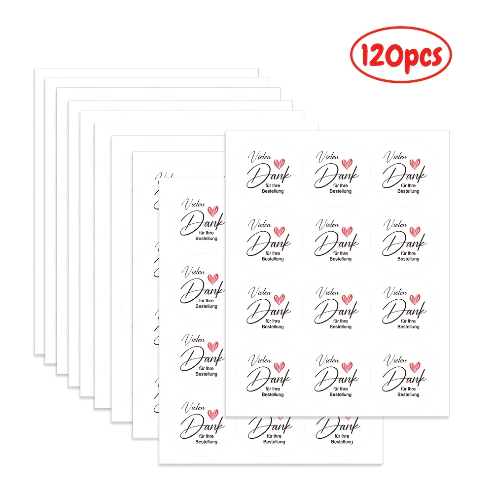 Image of 120pcs German Thank You Stickers Compatible For Germany - Elegant German Language Labels With "danke" & "vielen Dank", For, Gifts, Takeout, Office Use - 3.8cm (1.5inch) Sheets