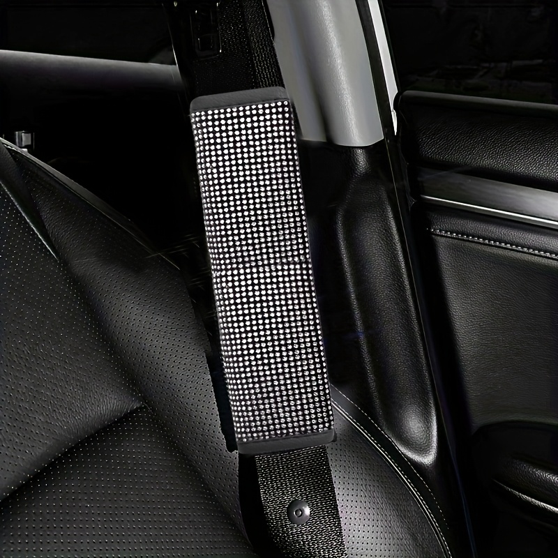 TEMU Fashion Universal Car Seat Belt Shoulder Pad Cover, Bling Artificial Rhinestone Material Car Seat Belt Shoulder Pad - Universal Car Interior