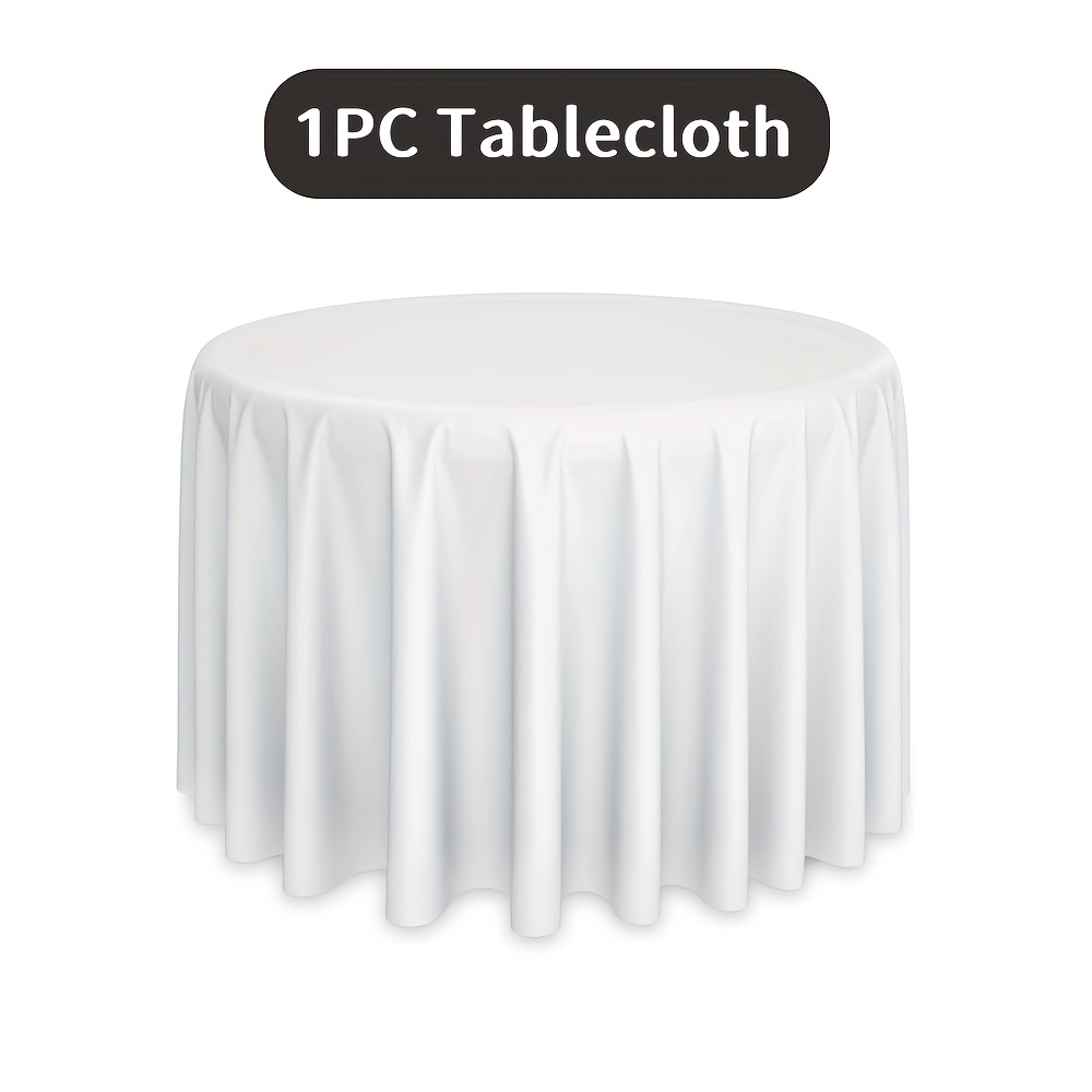 TEMU Nappe Ronde Élégante Unie - pour les Engagements, Dîners, Buffets & Camping - Nappes Blanc/Noir pour Tables Rondes