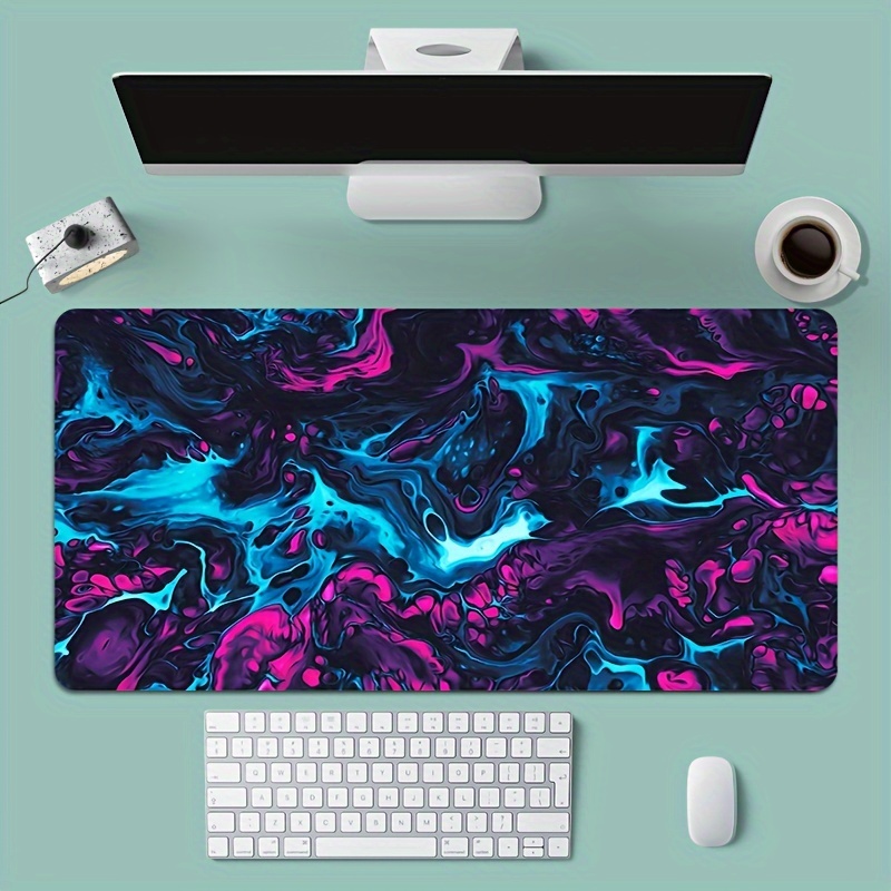 

Blue Purple Fluid Large Gaming Mousepad Computer Hd Keyboard Pad Mousepad Desktop Pad Natural Rubber Non-slip Office Mousepad Desktop Accessories, Games, Office, Home, Gift For Your Friends