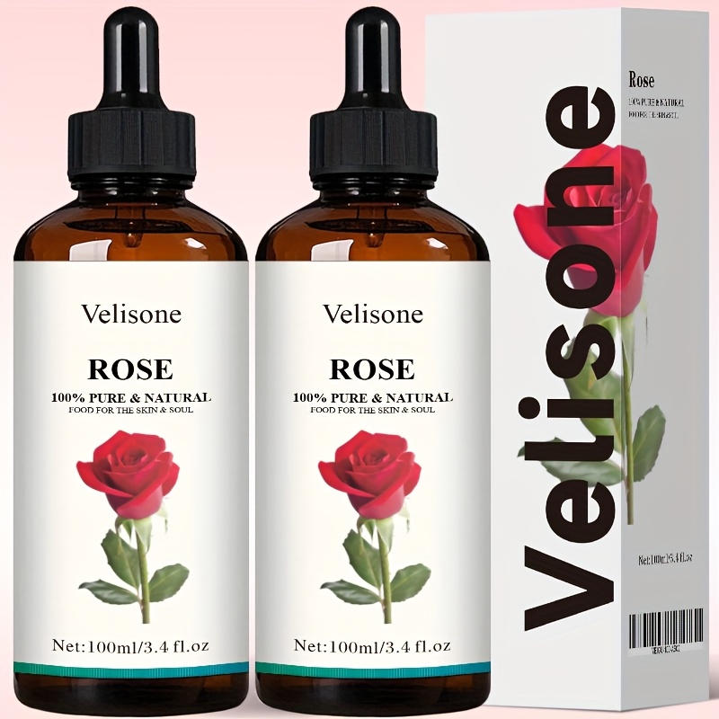 item picture 2pcs set   rose essential oil 100 alcohol free suitable for   types massage skincare hair care and use 3 4oz per bottle skincare enhancement formula alcohol free formula