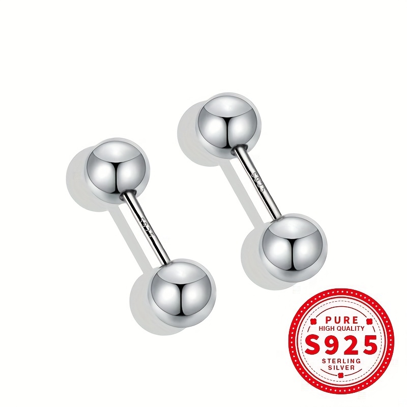 S925 Silver Men's & Women's Double-Headed Bead Earrings
