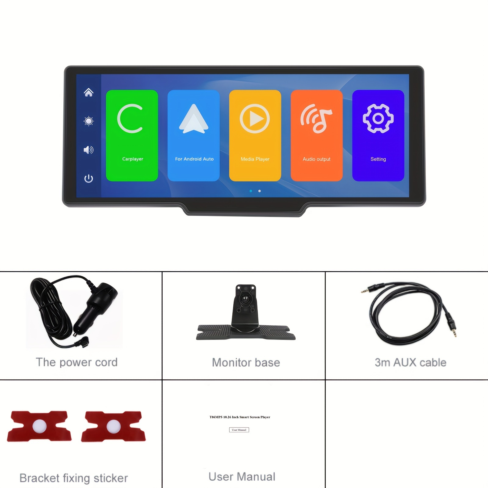 TEMU 10.26'' Ips Touch Screen Portable Smart Player Wireless Carplayer & For Auto Car Mp5 Player Support Voice Control Fm Transmitter With Hd