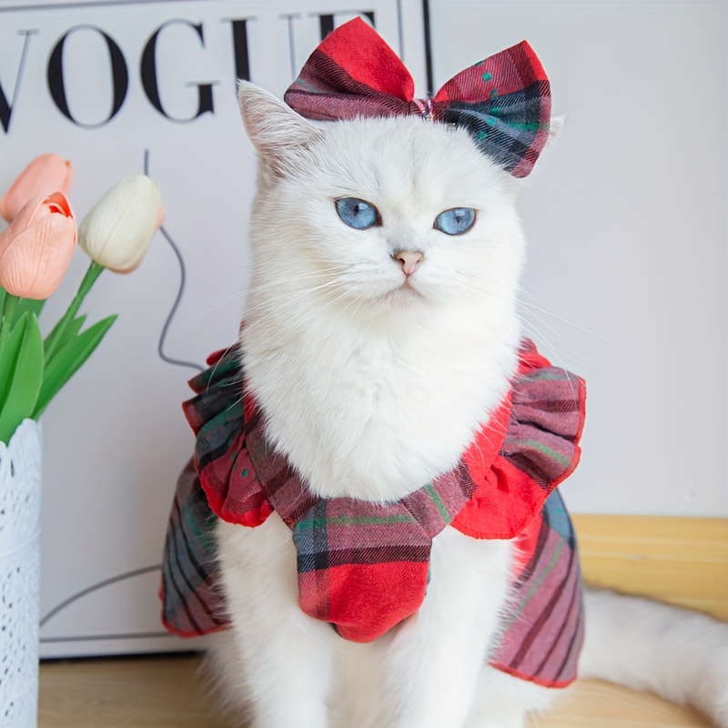 christmas dress wedding gown gauze skirt cat clothes pet - Temu Oman