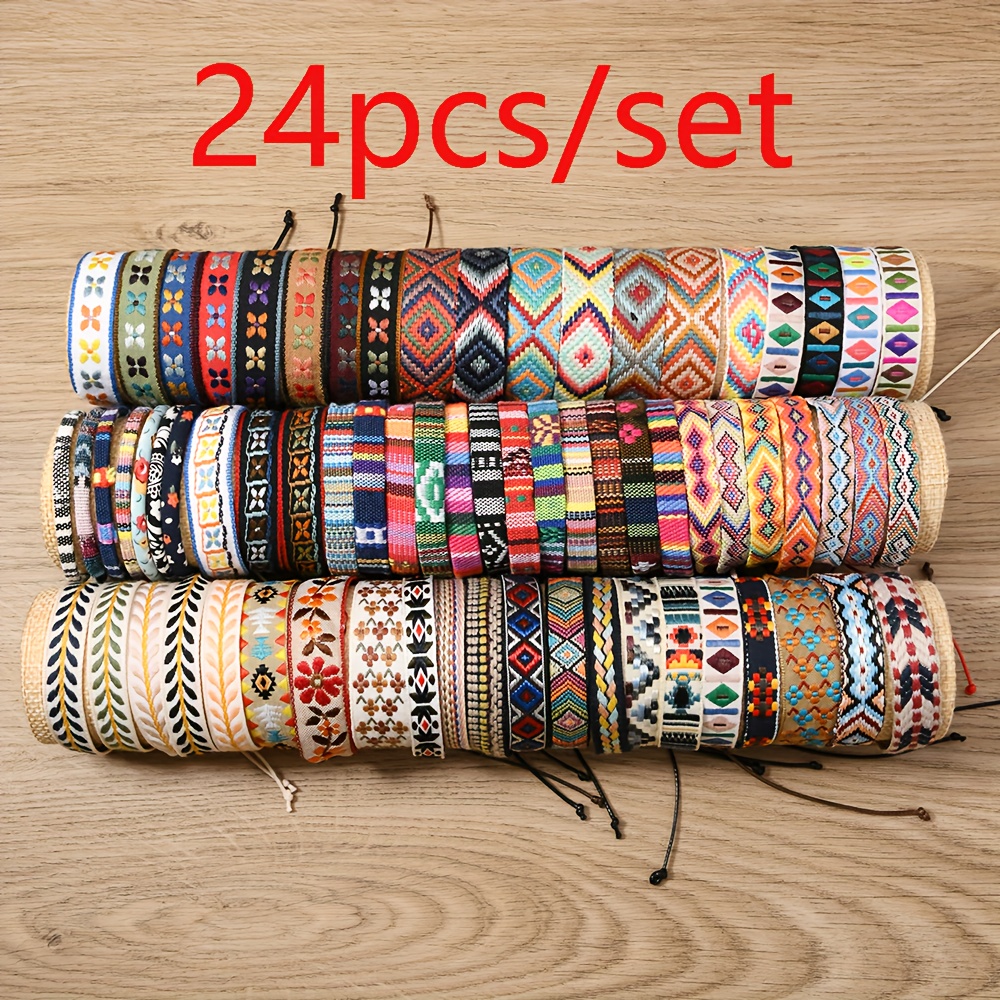12/24/36pcs Set Bohemian Colored Hand Rope Random Styles