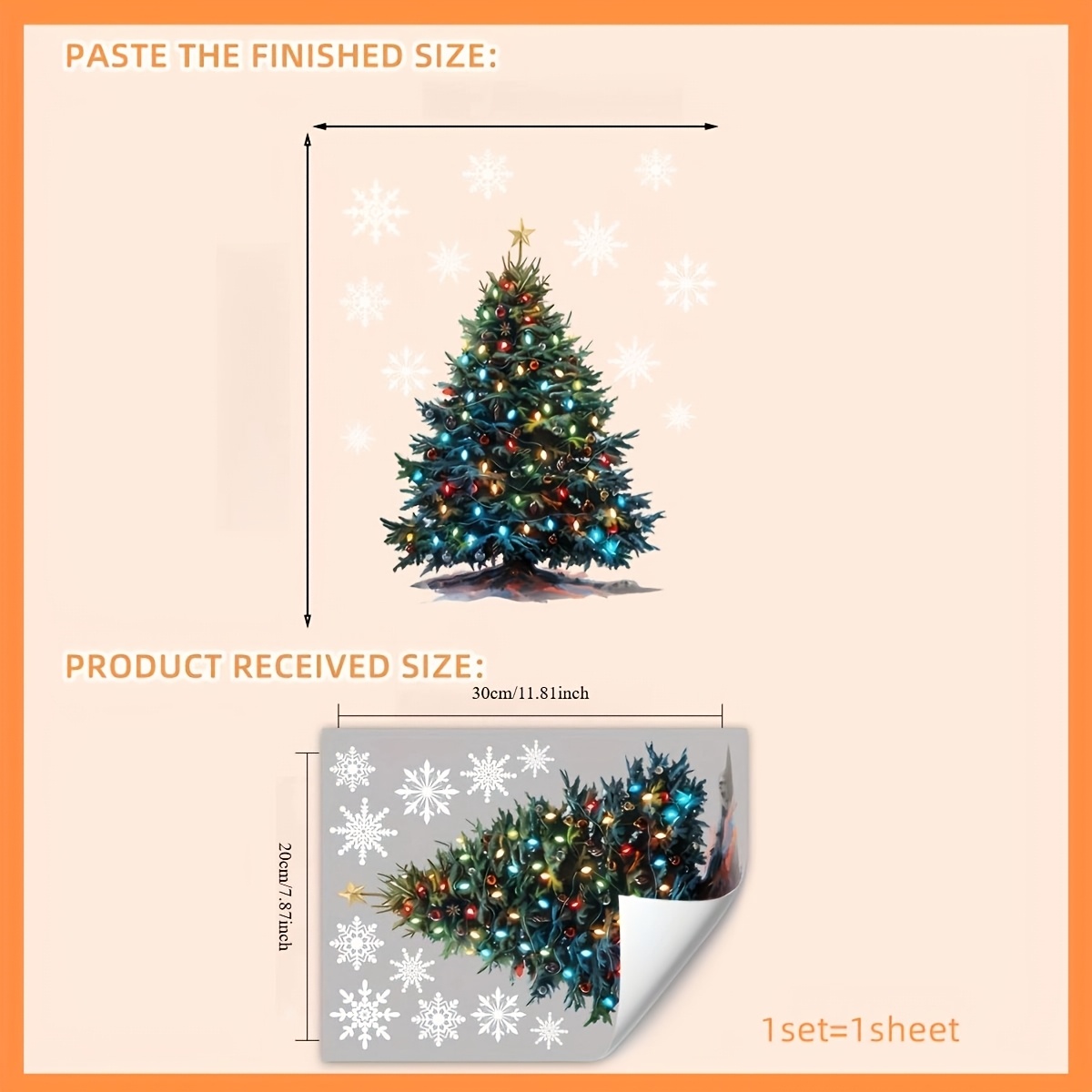 TEMU 2d Flat - 2d Flat - 2d Flat Tree, Colorful Lights, And Snowflake Series Electrostatic Glass Stickers, Transmitting And Softening Light, A Warm