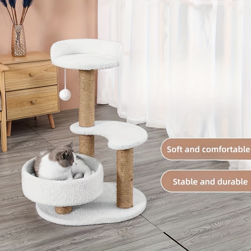 

1pc Cat Tree, Plush Cat Tower, Multi-level Cat Tree With Sisal Scratching Post, Indoor Cat Condo With Perch Stand And Sleeping Nest, Perfect For Play And Rest