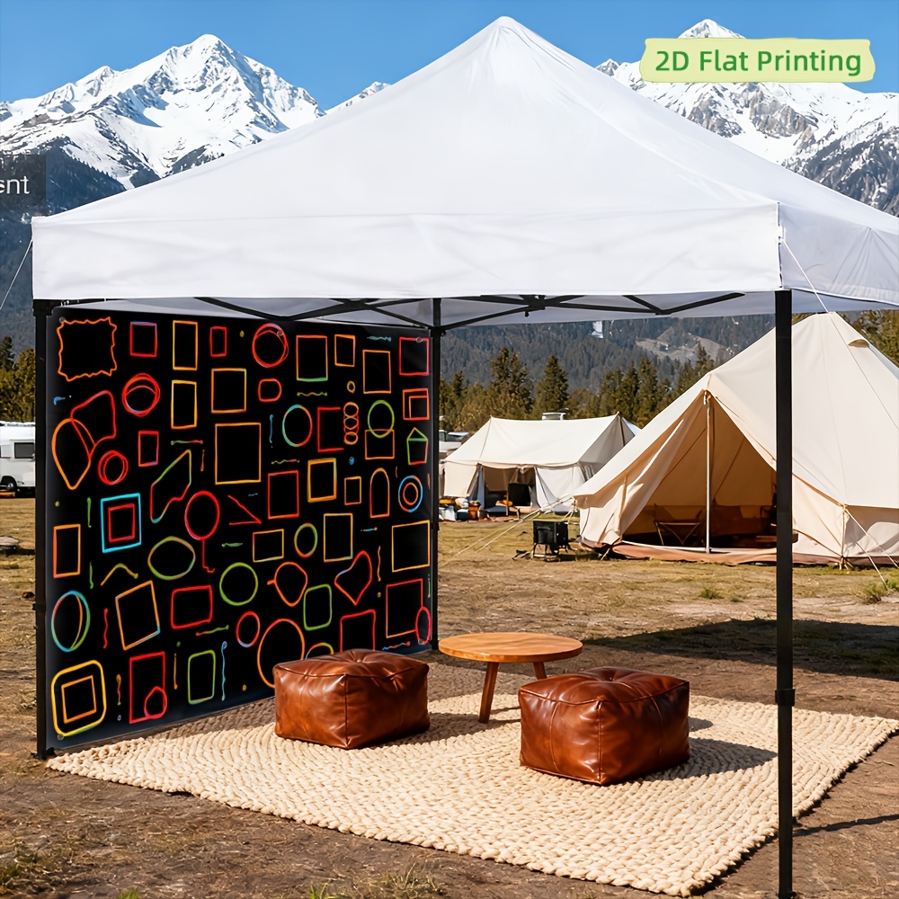 Portable Outdoor Sun Shelter with Neon Geometric Sidewalls
