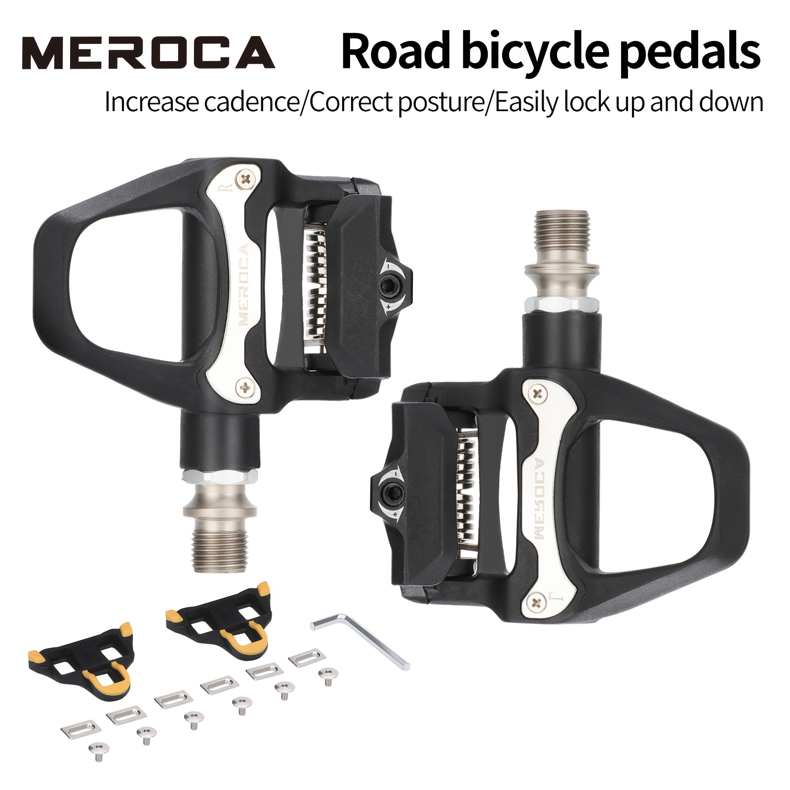 

Pédale de verrouillage pour vélo de route MEROCA-R26, pédale de verrouillage, pédale à roulement avec plaque de verrouillage système SPD, de tension réglable, trou standard de 14mm