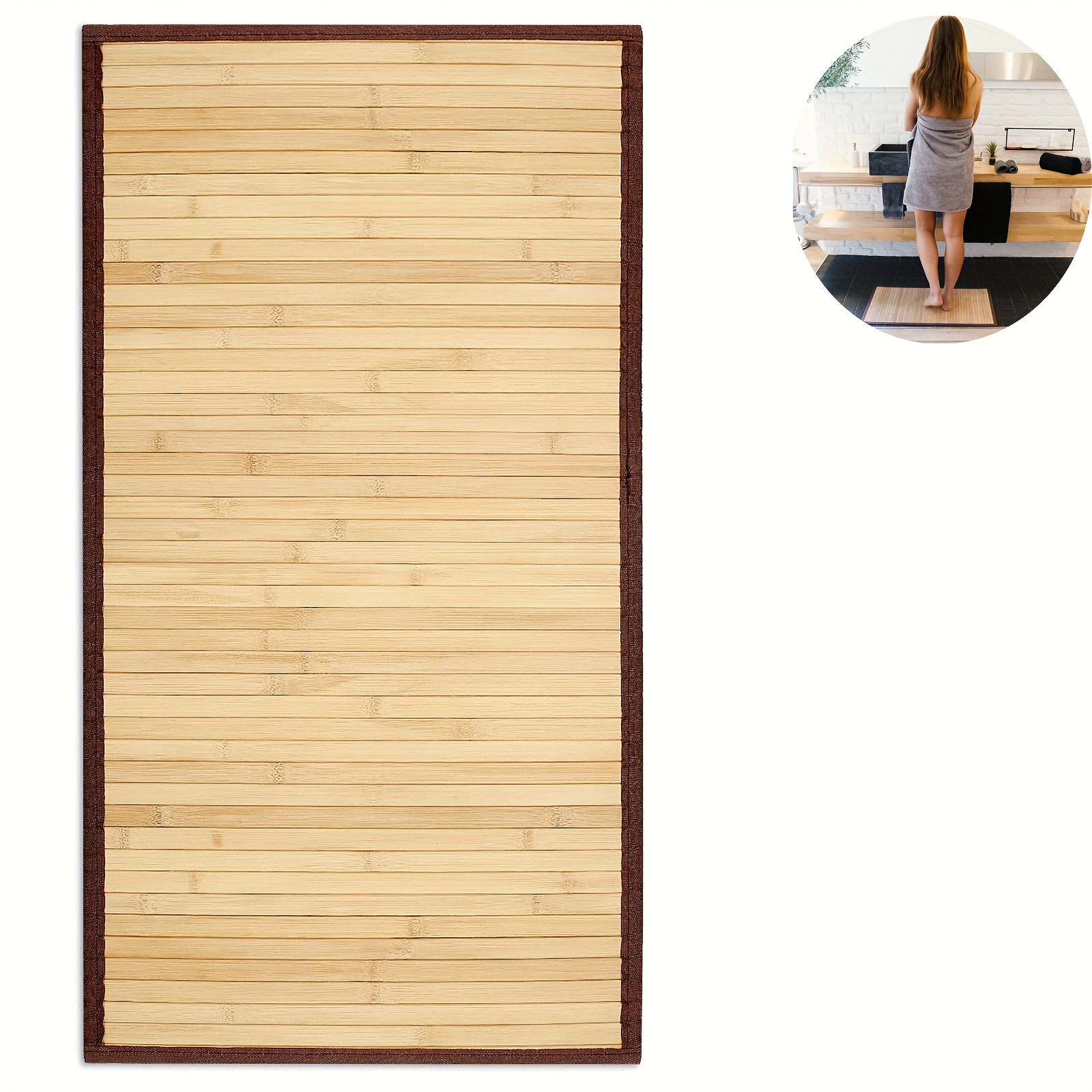 bamboo wood anti slip floor mat with anti slip backing indoor roll up floor mat large non slip floor mat for bedroom living room and entryway spa additions non slip bath mat for bathroom and floors