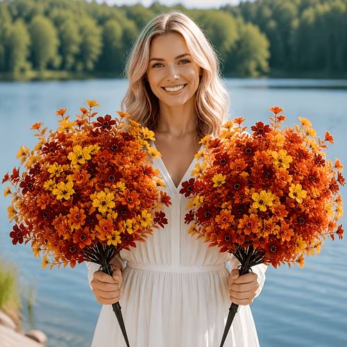 item picture 2 pack artificial violet tree set high quality artificial potted flower tree with lifelike autumn colored flowers suitable for indoor outdoor decoration suitable for balcony patio garden porch year round