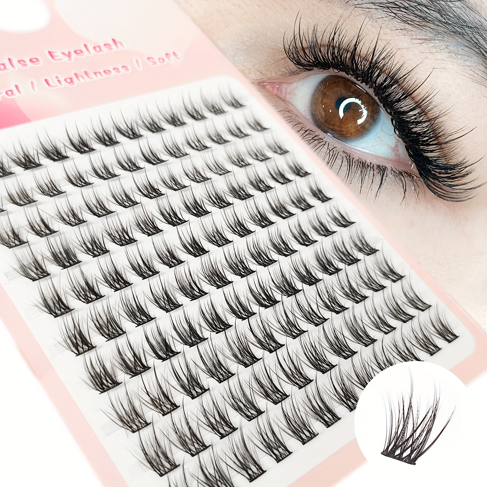 120pcs Cc Feather Fan Tri-part False Eyelashes With Stem, Double-tipped Fan Lashes For Diy Tri-part Application, Super Soft And Reusable