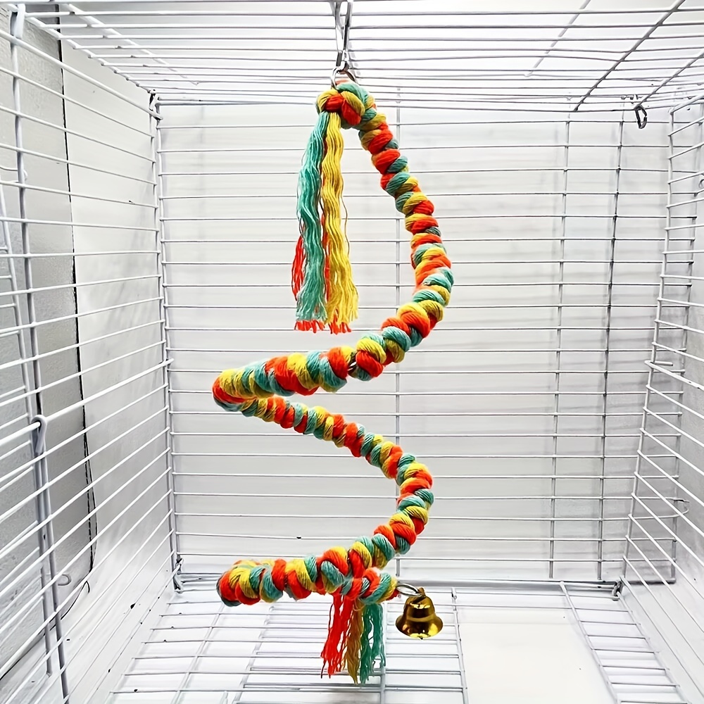 Bird Perch Stand, Stainless Steel Hemp Rope, Bent Into Any Shape, Paw Grinding Fork Parakeet Chewing Rods Random Colors