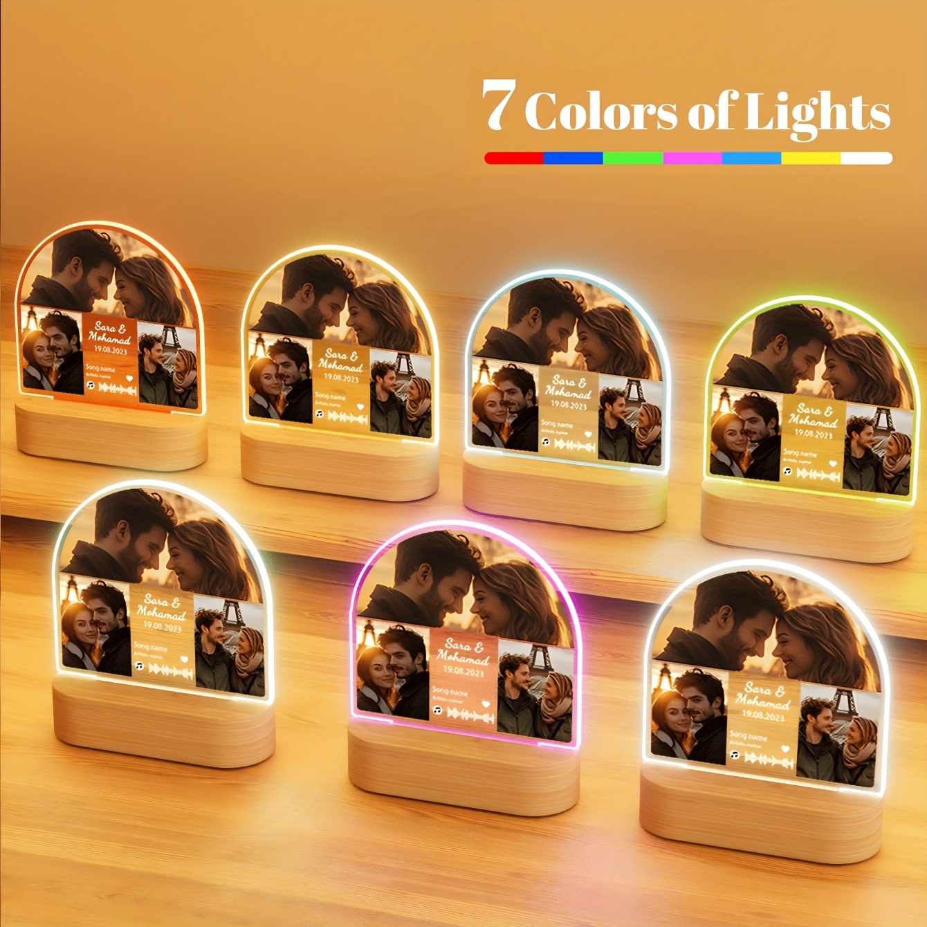 Custom Arch Decor Plaque Night Light with Photos and Soundwave