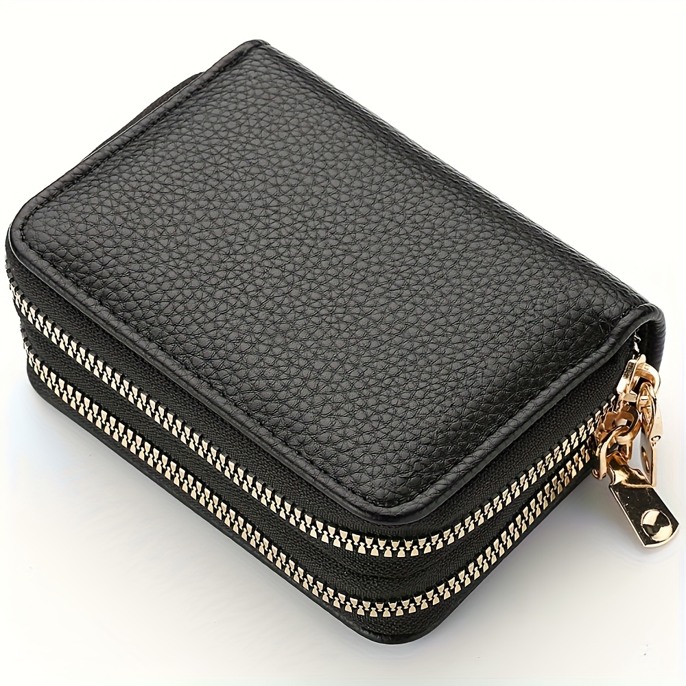 

Portefeuille vintage pour femme, avec doublure en nylon, double fermeture à glissière, chaîne et bouton, grande , facile à nettoyer avec un chiffon mouillé, porte-monnaie multifonctionnel