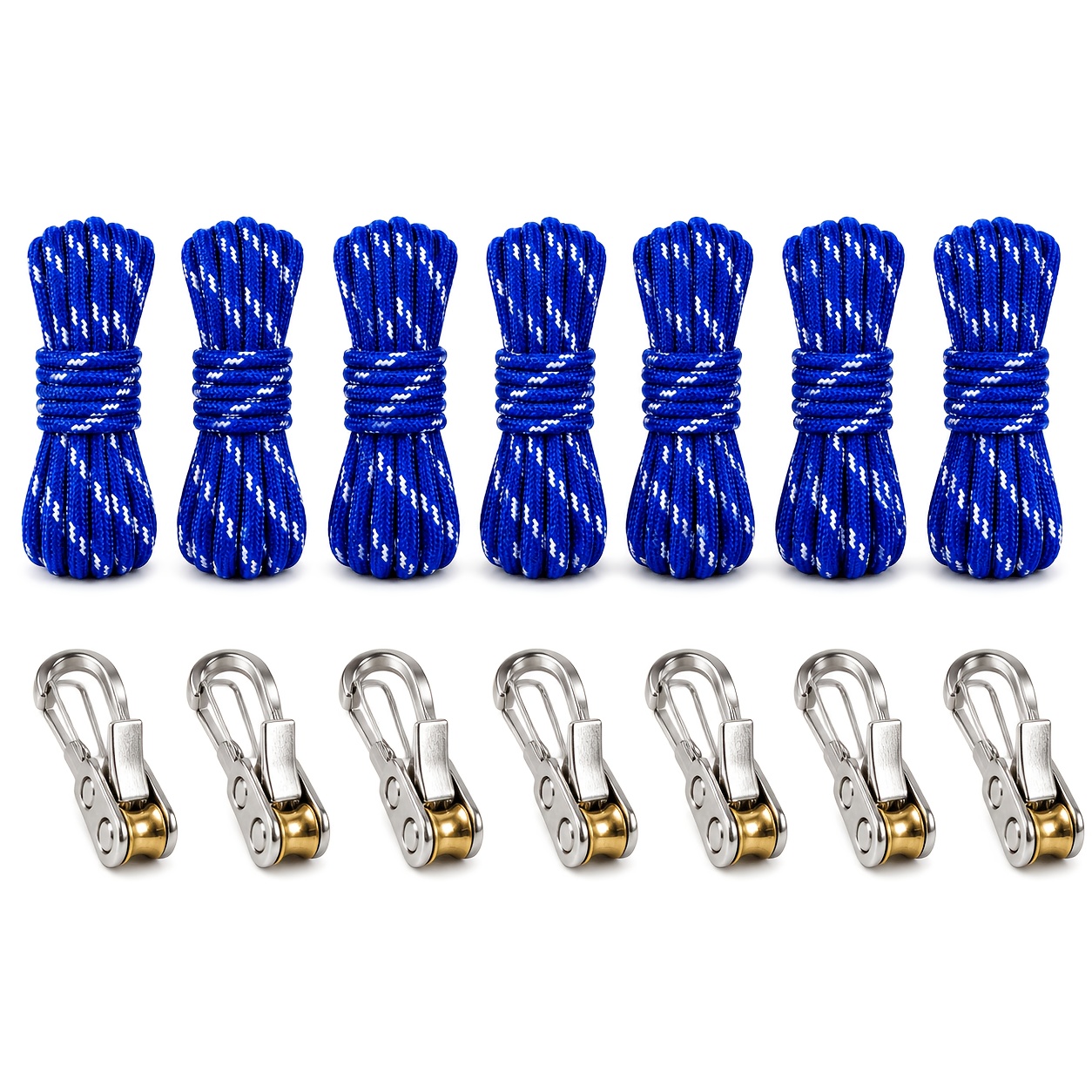 TEMU 14pcs Adjustable Rope Pulley Hanger Kit With 7 Metal Hooks And 7 Nylon Ropes Heavy Duty Lifting System For Hanging Tent Plants Storage Baskets