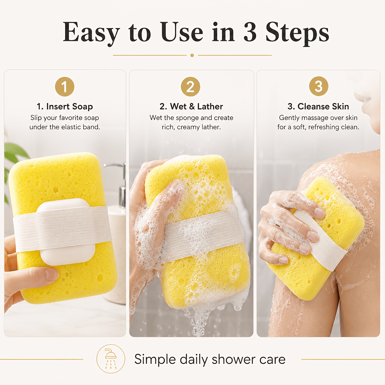 honeycomb bath net with soap pocket quick foaming shower sponge soft body scrubber suitable for elastic soap holder hygienic bath accessory for wet use suitable for bath shower quick foaming sponge for daily cleansing Product details 8