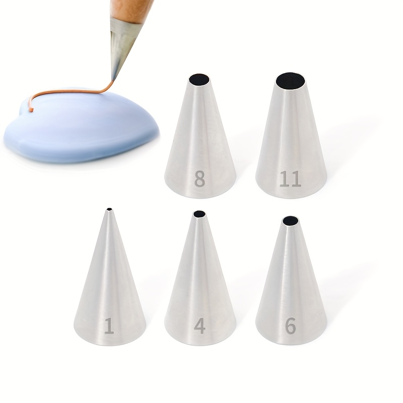 5pcs stainless steel piping nozzles set round hole