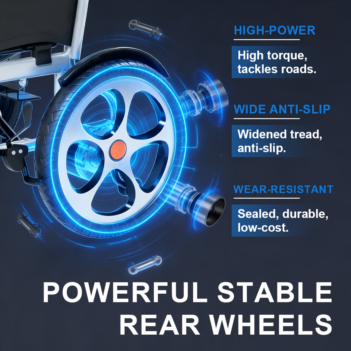 aluminum alloy frame electric wheelchair 24v 20ah lithium battery 500w motor 400 lbs weight capacity 17 inch wheels foldable with dual brakes and thickened integrated backrest Product details 7