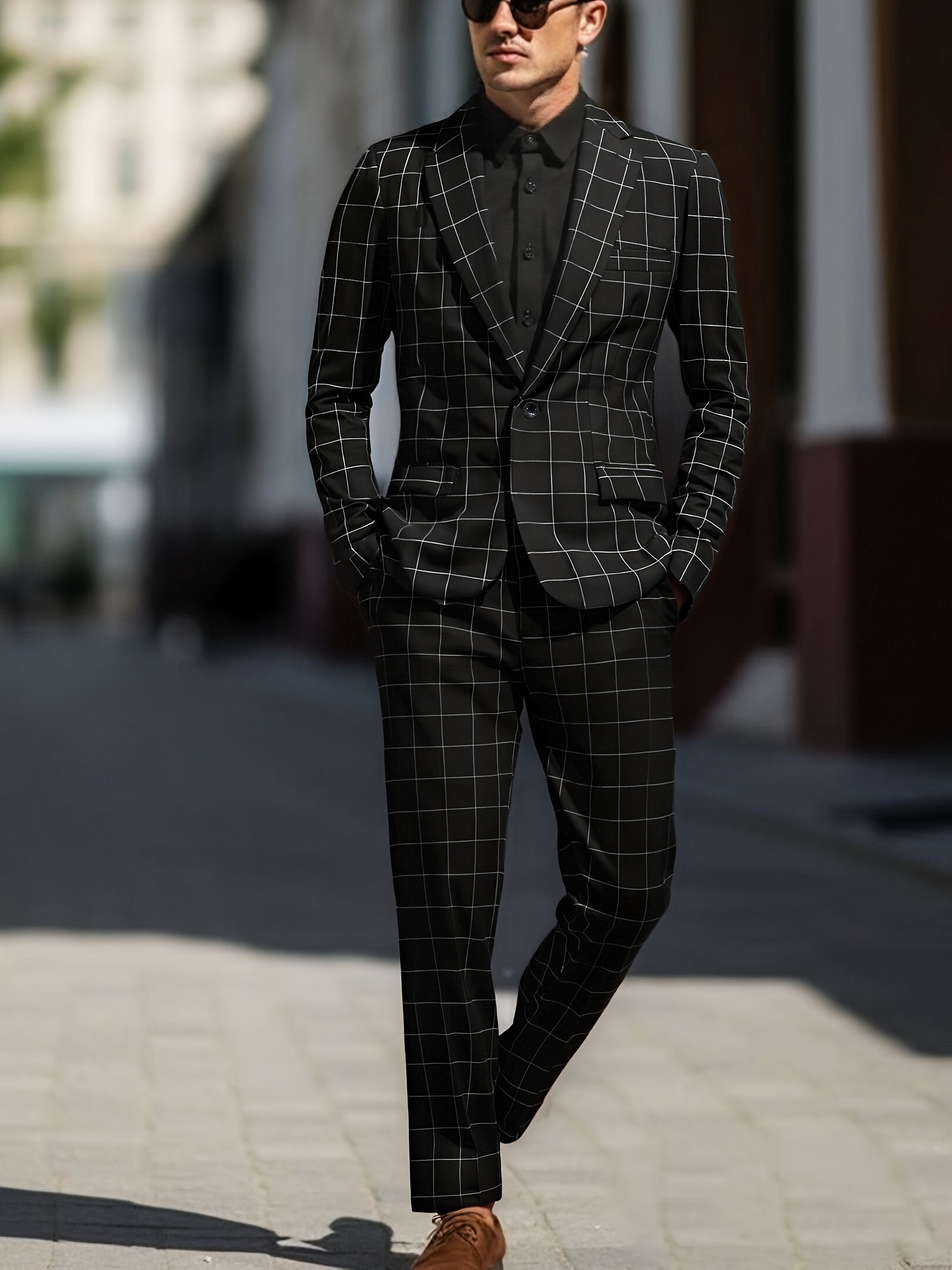 Black Jacket Mens Pants And Jacket Set Men's Black White Suit Set