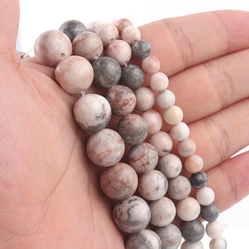 

Glam Style Natural Zebra Jasper Beads - High Quality Round Loose Gemstones For Diy Jewelry Making, Spacer Beads For Bracelets And Necklaces - Craft Gift Accessories For Women (36-91pcs/set)