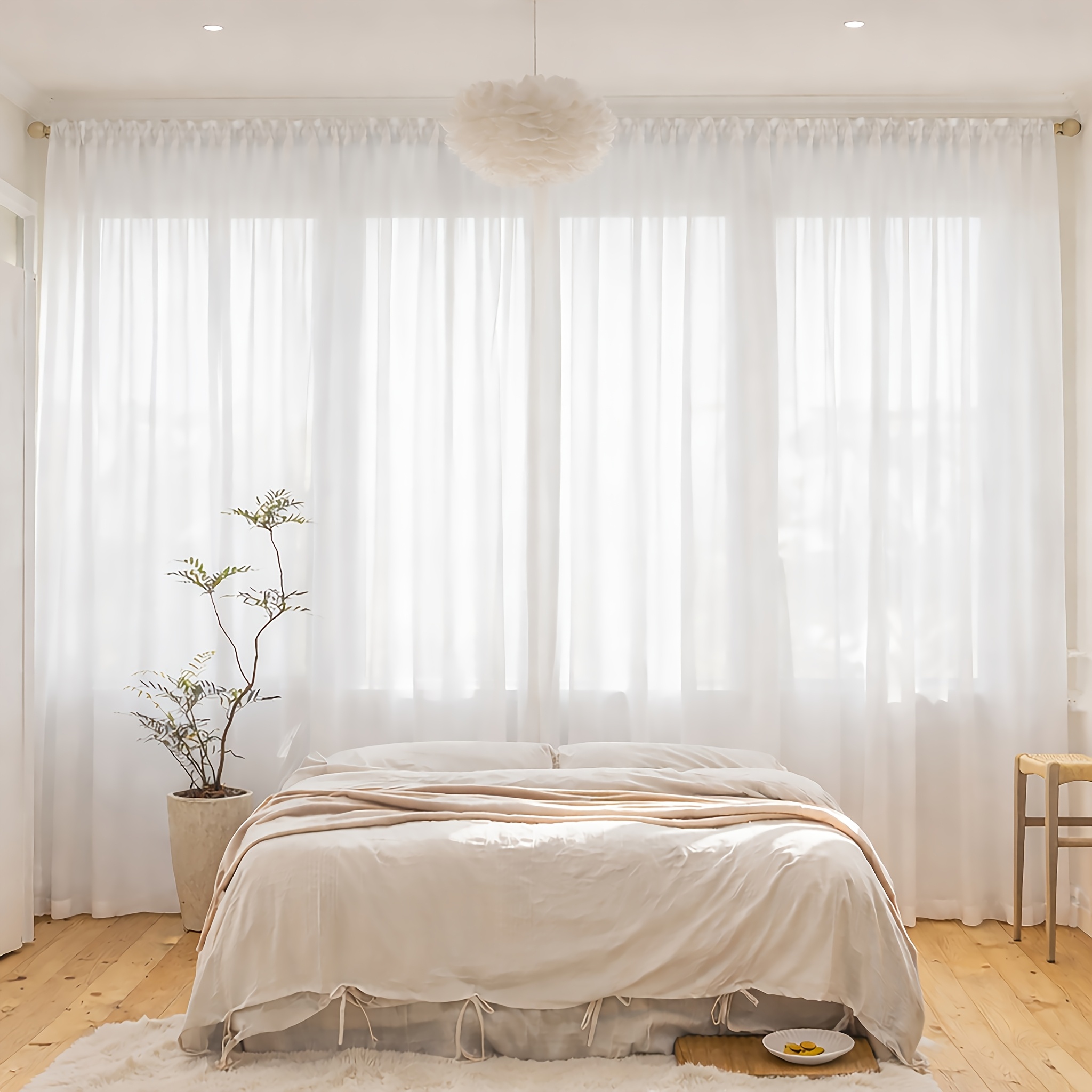 Artikelbild  . leichter, eleganter, weißer zikadenflügel-vorhang - verbreiterte und vergrößerte stangentaschen, starker vertikaler  , halbtransparenter lichtfilter-effekt,   einen nebeligen schönheitseffekt, dekorative vorhänge für wohnzimmer, schlafzimmer, flur