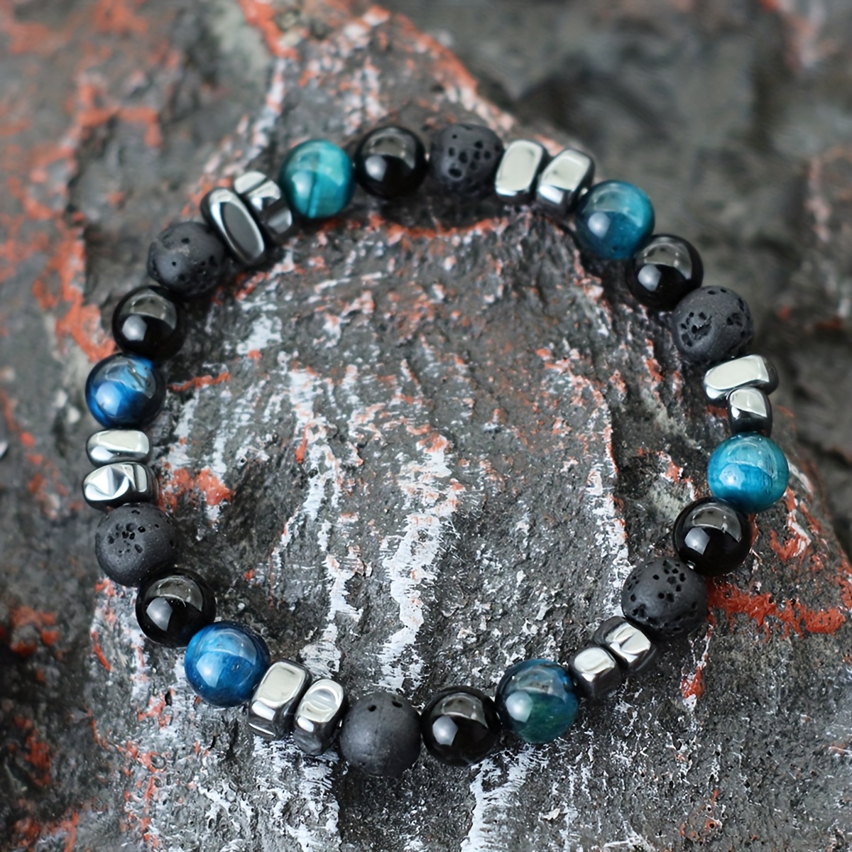 Men's Handmade Hematite Beads Bracelet, Fashion Accessory