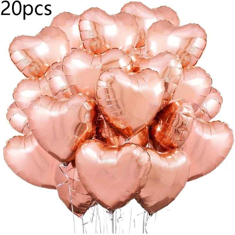 TEMU 20pcs 10in Heart-shaped Aluminum Film Balloons, Universal, Valentine's Day, Wedding, Engagement, New Year, Birthday, Day, Romantic Decoration For Marriage Proposal, Wedding, Birthday