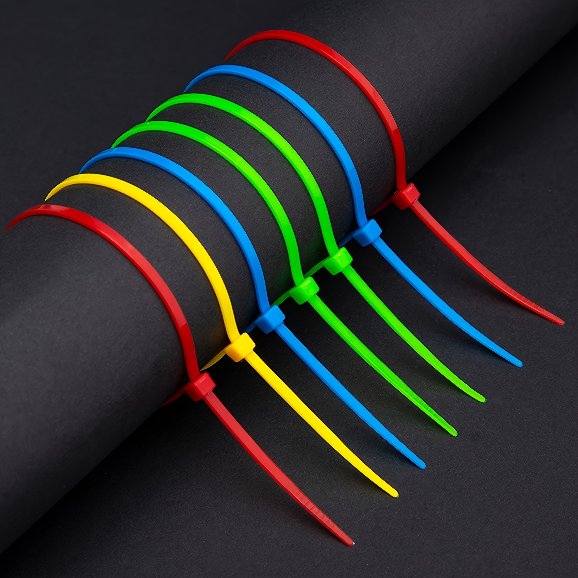 TEMU 50pcs Durable Cable Ties - Uv-resistant Straps, 4-inch Coding (red, Yellow, Green, Blue, Black, White) Random, Ideal For Electrical, Crafts,