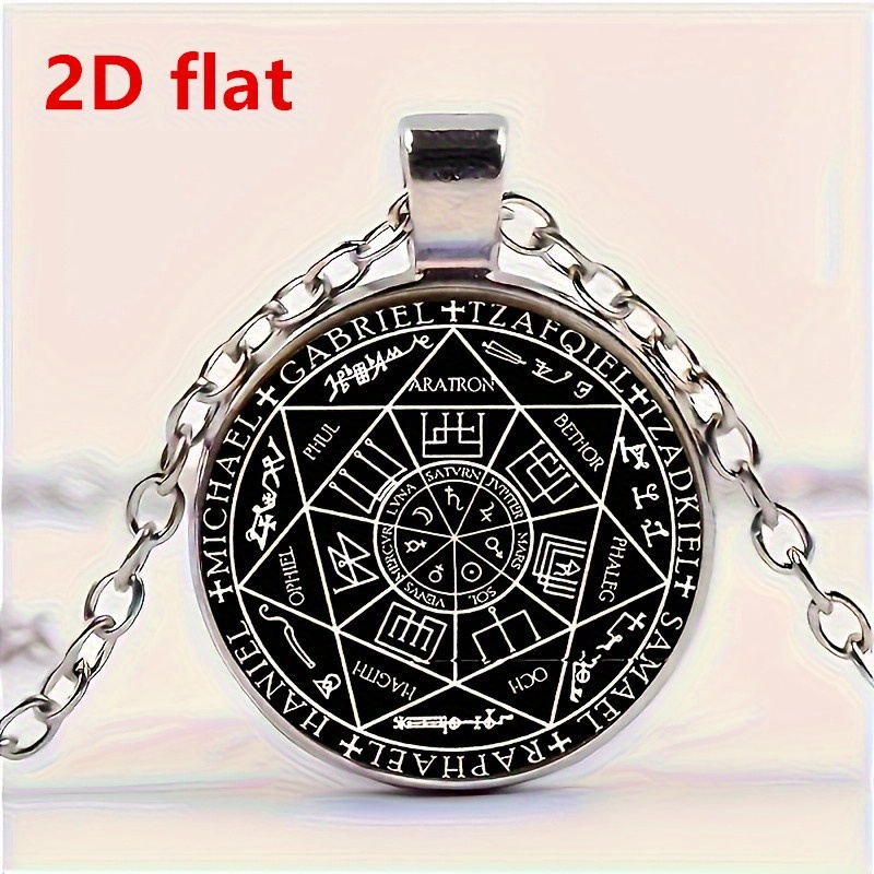 Seven Archangels Round Glass Pendant Necklace