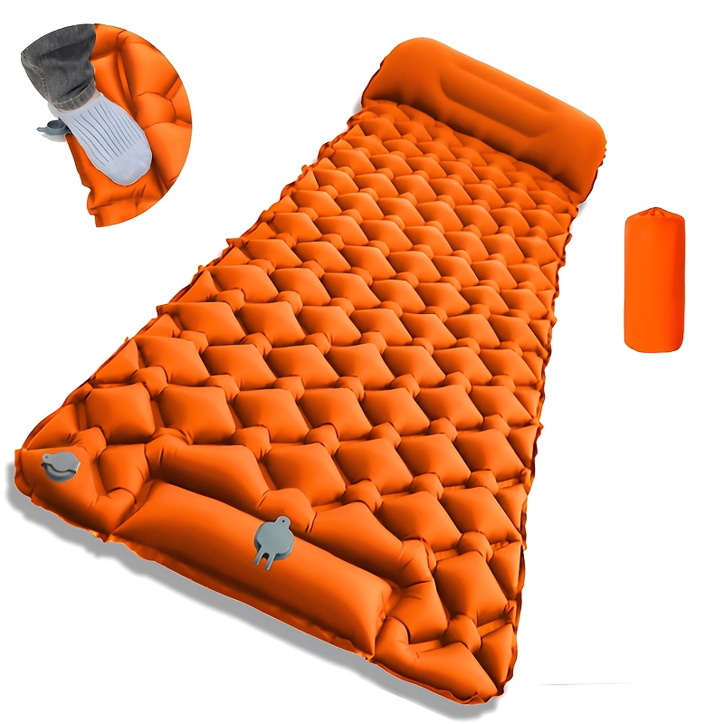 TEMU Camping Inflatable Sleeping Pad With Built-in Pump - Ultralight Inflatable Sleeping Pad For Hiking Backpacking Travel